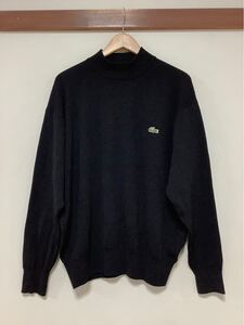 か1554 LACOSTE ラコステ ワンポイントロゴ モックネックニット セーター 5 ブラック メンズ ハイネック オールド 大沢商会 ウール100%