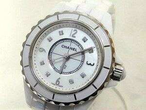 シャネル CHANEL J12 Ｈ2570 ☆ 29mm セラミック シェル文字盤 ８Ｐダイヤ 白 ホワイト クォーツ レディース 時計 ウォッチ □6L