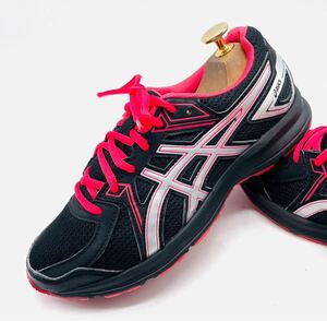 衝撃プライス！アスリート待望モデル！【asics アシックス】レディージョグ 100 上質ランニングシューズ！ブラック×レッド jp23.5cm！9.21