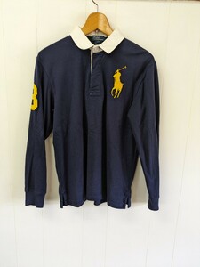 POLO RALPH LAUREN 長袖 ラガーシャツ　ネイビー　L 14-16 ポロシャツ　長袖シャツ　ラルフローレン　メンズS-M相当