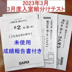 新品 サピックス 2023年3月 新2年 3月度入室組分けテスト 新小2 現小1