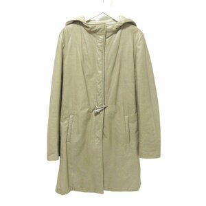 美品 JIL SANDER ジルサンダー ラフシモンズ期 レザー×ナイロン リバーシブル フーデッドコート 36 ベージュ 033 ◆