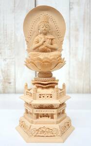 伝統工芸　工芸美術　 高級大型仏具　本尊＊大日如来坐像　仏像　佛像 　Mahvairocana　摩訶毘盧遮那如来　大光明遍照＊白木　彫刻　精密彫