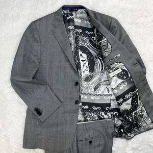 4140 エトロ『奇跡の生き残り』ETRO シングルスーツ セットアップ ペイズリー 総柄 サイズ56 グレー 