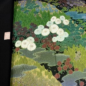 着物月花 滝泰 おぼろ染 襲ね絞り 相良刺繍 金駒刺繍 金彩 品のある花 黒留袖 未使用品 正絹 金糸 共八掛 ガード加工 ki2884