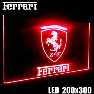 LED ネオンサイン 看板 ガレージ雑貨 LED照明 フェラーリ バナー 旗 タペストリー フラッグ アメリカン FERRARI ポスター