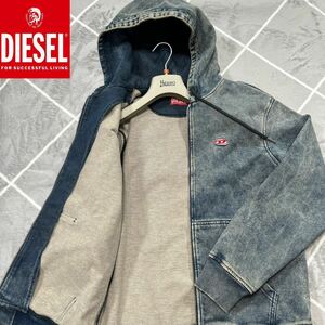 【最高傑作】極美品 DIESEL ディーゼル Gジャン デニムジャケット デニムパーカー XL相当 インディゴ D刺繍 Dジップ【幻の極上品】