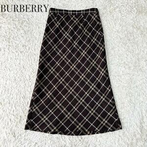 BURBERRY バーバリーロンドン ツイード ロングスカート チェック 茶色 ブラウン 三陽商会 40 L