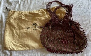 エトロ ETRO ハンドバッグ - レザー ボルドー　網目　編み上げ　定番　高級タイプ　保存袋　長期保管品