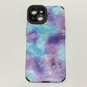 新品 iPhone14ケース 花柄模様 水彩風 綺麗　幻想的 水色　紫　おしゃれなiPhoneケース 綺麗　素敵　花　ファンタジー