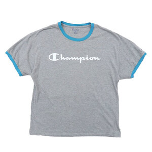 古着 チャンピオン Champion リンガーTシャツ プリントTシャツ グレー サックスブルー サイズ表記：XL　gd78748