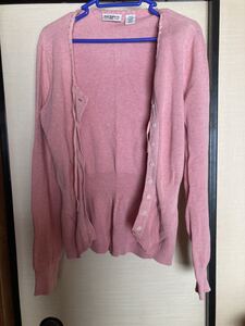 【中古品】RALPH LAUREN ラルフローレン ニット 長袖 カーディガン ピンク系　コットン100% サイズM