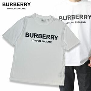 国内正規品 BURBERRY バーバリー 8026017 LETCHFORD S/S T-shirt レッチフォード ロゴ プリント 半袖コットン Tシャツ カットソー XS 白色