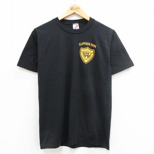 【30%OFF】S/古着 ジャージーズ 半袖 ビンテージ Tシャツ メンズ 80s ポリス クリフサイドパーク クルーネック 黒 ブラック 24jul27 中 3OF