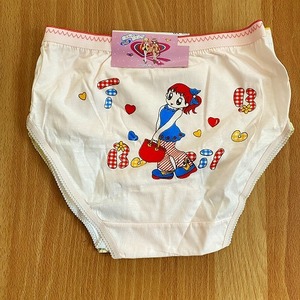 新品 レトロな女の子 A★160cm～大きめ★.女児パンツ★サーモン/白/黄色★同柄3枚組