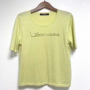 #wpc レオナール LEONARD ニット・セーター 半袖 カシミヤ混 シルク混 ラインストーン L 黄緑 レディース [675906]