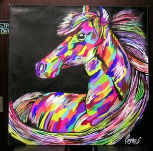 超特大 レイン・カラセド アクリル 絵画　本人肉筆 Horse 馬 うま ウマ 1