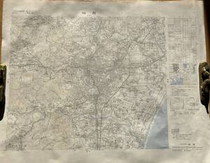 昭和49年仙台地図　国土地理院　仙山線・仙石線・東北本線等鉄道路線一部・霞目飛行場・東北電力研究所・多賀城跡・朝鮮学校・地震観測所等