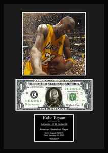 限定!Kobe Bryant/コービー・ブライアント/NBA/レイカーズ/Lakers/バスケ/本物USA1ドル札フレーム証明書付き/カラー/3