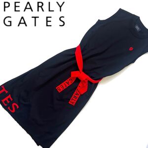 【送料無料】Pearly Gates パーリーゲイツ　コラボ　ワンピース　ニット　ゴルフ　レディース　GOLF ロング　ベルト　ノースリーブ　0 S