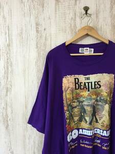 359☆【BEATLES 60th anniversary Tシャツ】FRUIT OF THE LOOM ビートルズ 紫 ビッグサイズ 5XL