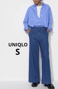 UNIQLO ワイドトラウザージーンズ　ブルー　Sサイズ