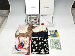 K249-451【HANAE MORI・renoma・Margaret Howell・KANSAI他】ハンカチ/スカーフ　一部未使用品あり 8点まとめ【中古品】