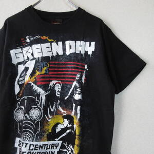 ○良品 SHOOT◆Tシャツ GREEN DAY グリーン・デイ ツアーTシャツ バンド バンTEE 2009/2010◆メンズ ブラック Sサイズ