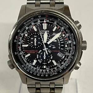 1円~【動作未確認】シチズン CITIZEN プロマスター PROMASTER Eco-Drive E600-T008089 電波ソーラー メンズ腕時計 ブラック文字盤 J181207