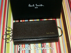 PSC563　新品本物　ポールスミス　Paul Smith　牛革　リザードエンボス　4連キーケース　テールリング付き　箱付き