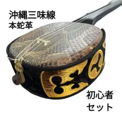 【美品】沖縄三線 本蛇皮 琉球 三味線 ソフトケース付き 楽譜 付属品多数