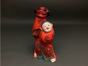 g170 古型博多人形 『獅子舞』 中ノ子勝美 土人形 郷土玩具 福岡【白蓮】12