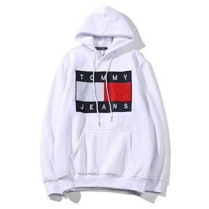 メンズ レディース TOMMY フーディーパーカー プルオーバー ホワイト XXL カジュアルストリート 人気 y2k スウェットアウター インポート