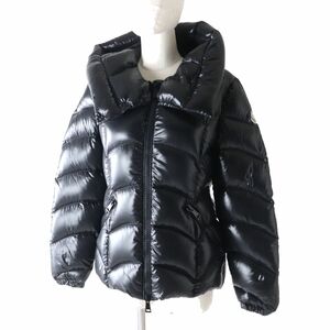 極美品★MONCLER モンクレール AKEBIA アケビア ロゴワッペン・フード付 ZIP UP ダウンジャケット ブラック 黒 2 ハンガー・ガーメント付