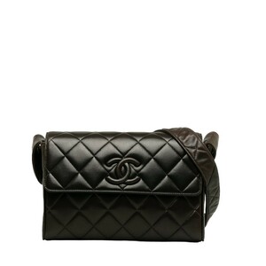 シャネル マトラッセ ココマーク 斜め掛け ショルダーバッグ ブラウン ラムスキン レディース CHANEL 【中古】