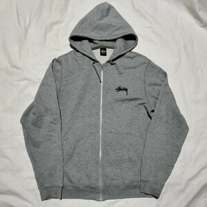 STUSSY ジップアップ パーカー Lサイズ グレー系 ステューシー フーディー スウェット フルジップパーカー