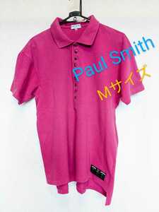 Paul Smith LONDON ■■■ ポール・スミス　9ボタンポロシャツ　Mサイズ 白タグ　used　桃紫色