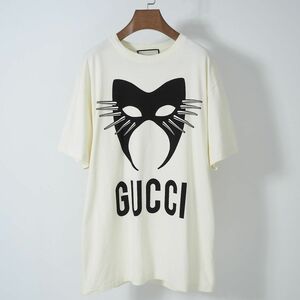 4-SF008 グッチ GUCCI マニフェストロゴ オーバーサイズ Tシャツ カットソー オフホワイト L ケリングタグ メンズ