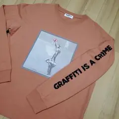 美品 BRANDALISED ビッグアートプリント 長袖Tシャツ 落書きは犯罪