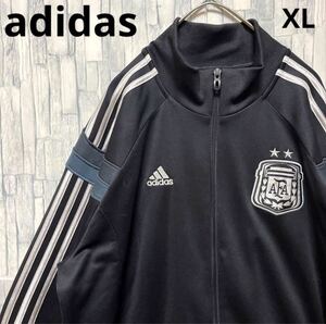 adidas アディダス ジャージ 上 トラックジャケット サッカー アルゼンチン代表 XL パフォーマンスロゴ 長袖 刺繍ロゴ ワッペン 3ライン