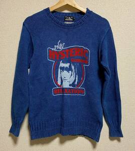 極美品 ヒステリックグラマー HYSTERIC GLAMOUR × オリジナルブルー ORIGINAL BLUES インディゴ ニット サイズS セーター