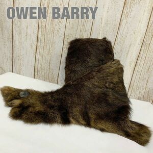 【美品】OWEN BARRY オーウェンバリーポンチョ ショール マフラー ストール ブラウン レディース シープスキン 羊革 ムートン 本革