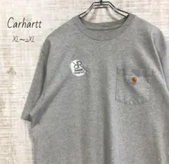 カーハート☆刺繍ロゴ　半袖　Tシャツ Carhartt　古着　XL グレー