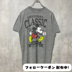 古着 used　Disney　ディズニー　半袖プリントデザインTシャツ　ミッキーマウス　グレー　レトロ　メンズ　レディース