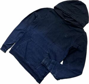 G-STAR RAW ☆ ジースター グラデーション ネイビー デザイン スウェット パーカー メンズ M 秋冬 アメカジ ストリート 人気 古着■S4007