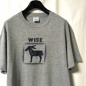 【90s WISE donkey ビンテージ Tシャツ】ロバ USA 古着　グレー　Tennessee River ボディ