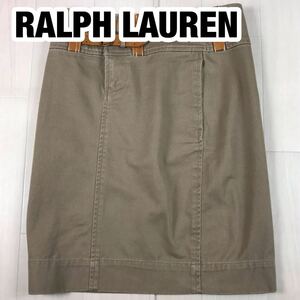 RALPH LAUREN SPORT ラルフローレン スポーツ スカート 膝丈 0 150/68A モカ ベルト 台形