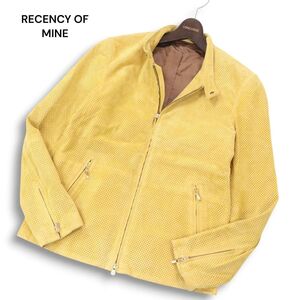 RECENCY OF MINE アバハウス 羊革★ パンチング スエード ラム レザー シングル ライダース ジャケット Sz.46　メンズ　I4T02766_9#N