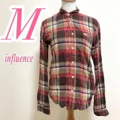 Influence チェック柄シャツ Mサイズ レッド ブラウン ホワイト