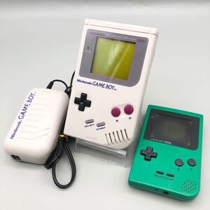 ニンテンドー ゲームボーイ DMG-01 初代 GB ポケット 本体 充電式アダプター DMG-03 3点 任天堂 レトロゲーム 動作確認済み まとめ売り